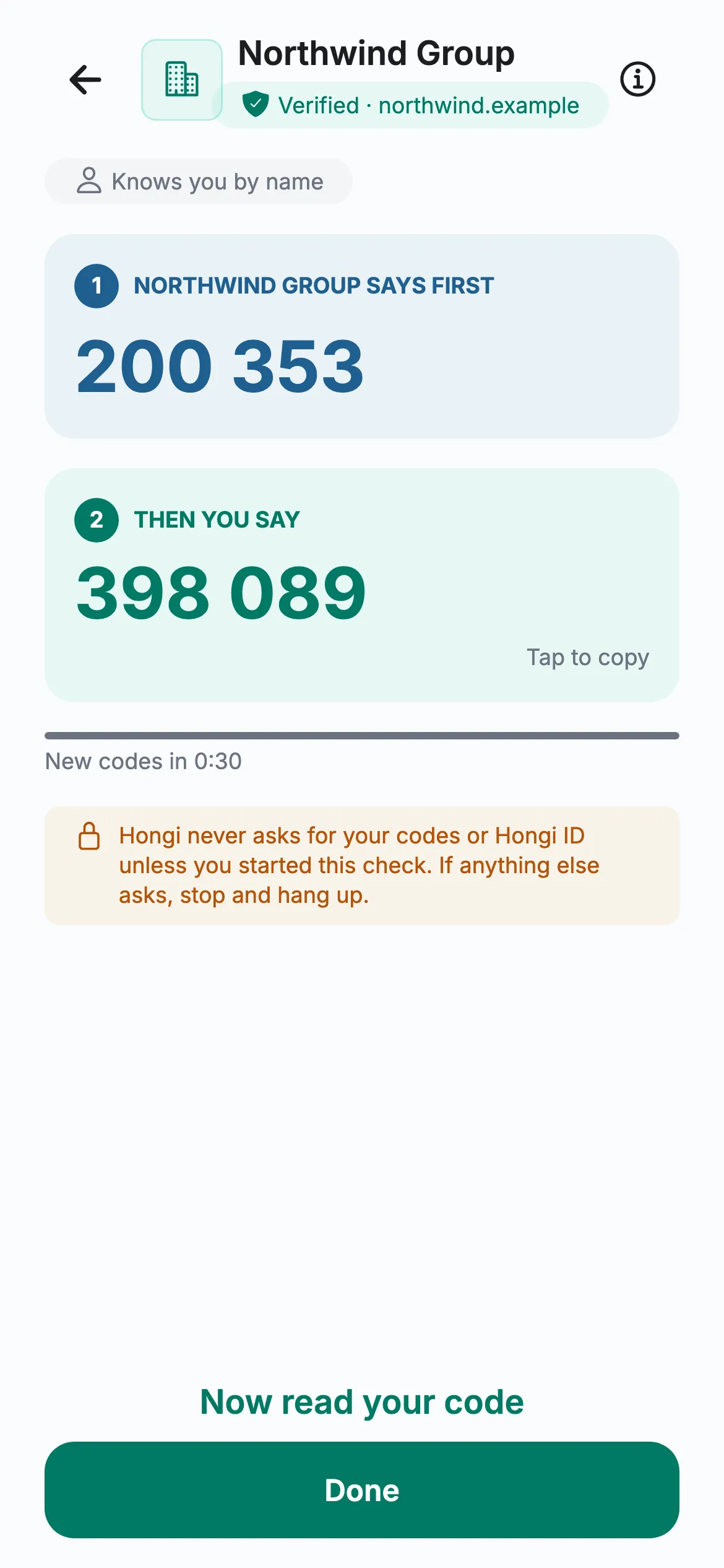 The customer’s phone: Northwind Group says first 200 353, then you say 398 089.
